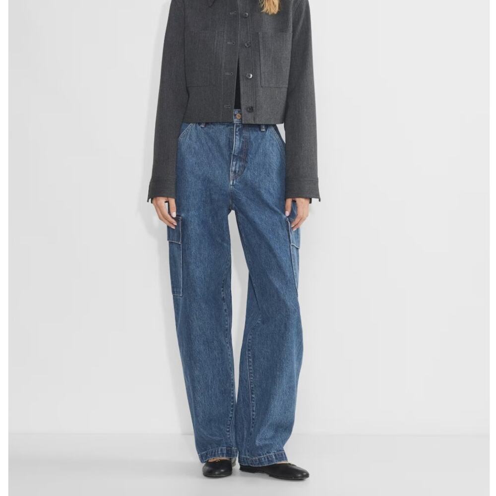 WILFRED x ARITIZA Strut Wide Barrel Cargo Jean No-Stress Medium Blue Sz 26 {E48}